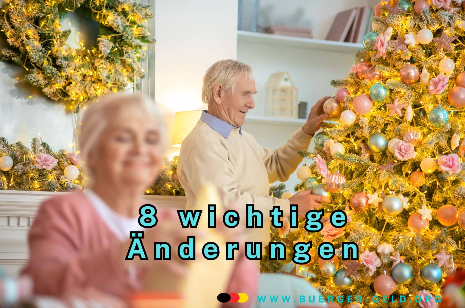 senioren schmücken weihnachtsbaum