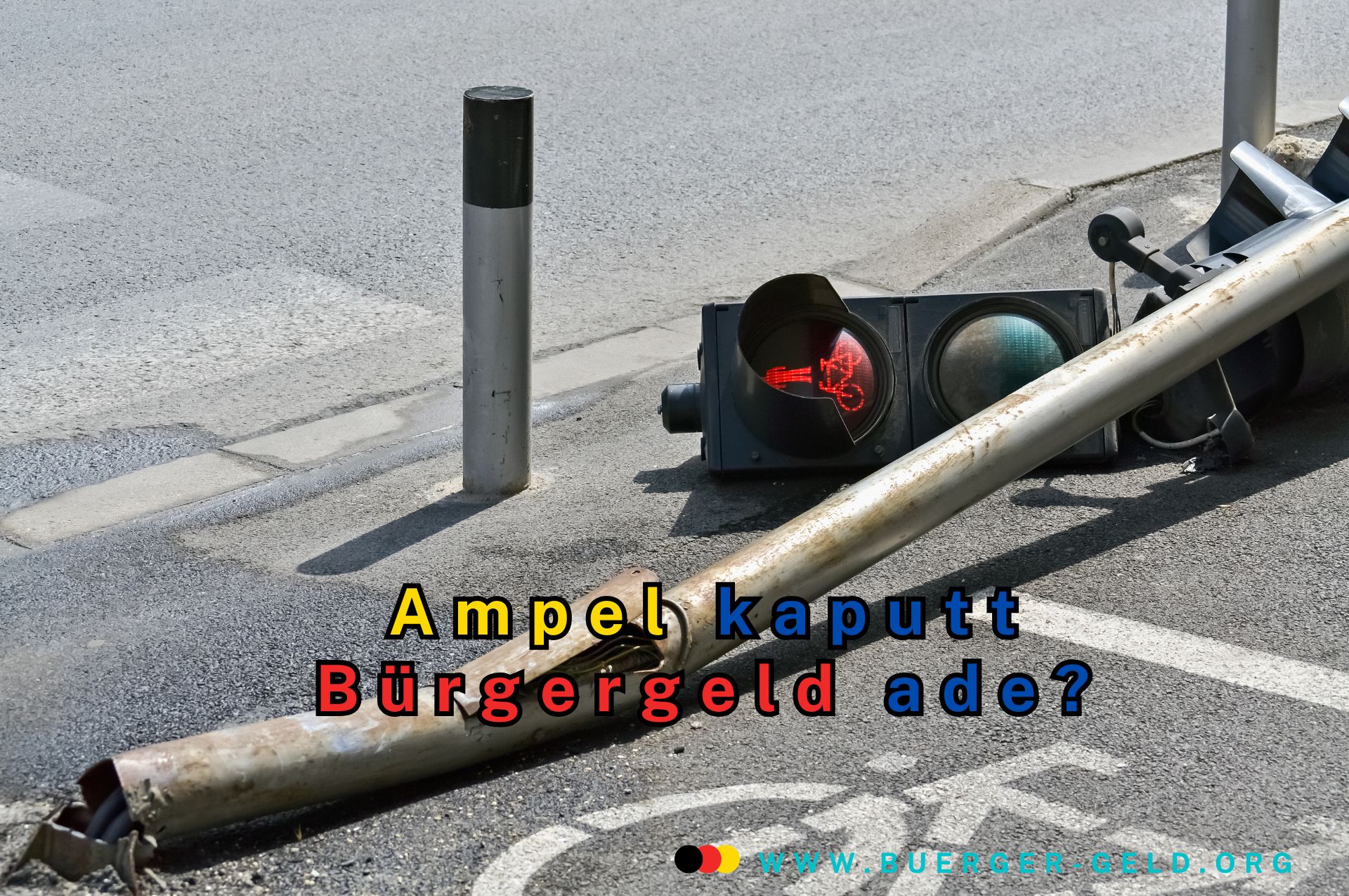 Ampel liegt auf der Straße